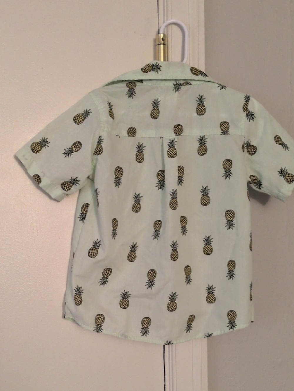 Kids Pineapple Print Button-Down Shirt in Mint by - Picture 5 of 7